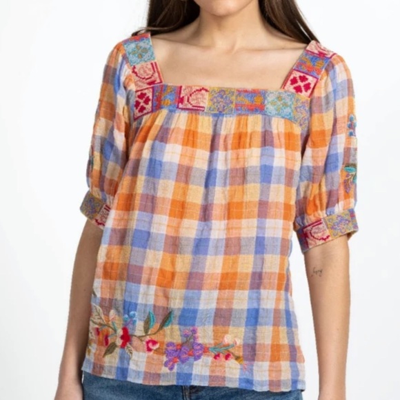 Johnny Was PETUNIA SQUARE NECK PARK BLOUSE. Size: XS - Picture 1 of 11